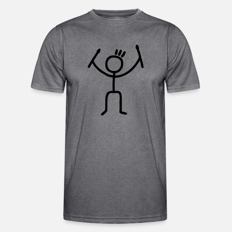 Strichmännchen mit Drumsticks Männer Funktions-T-Shirt