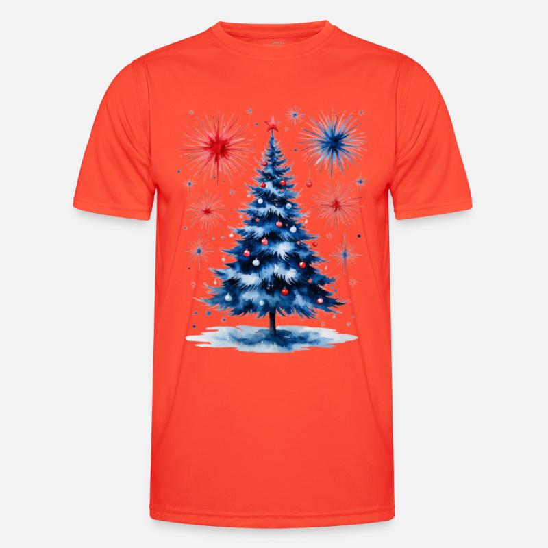 Fireworks Christmas Tree Pattern - Men's Functional T-Shirt - grenadine
