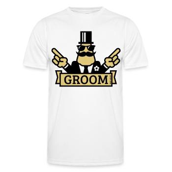 Zeigender Bräutigam (Junggesellenabschied / Junggesellenabschied / 3C) - Männer Funktions-T-Shirt - Grenadine - Vorne - AI Model Male 178 dark (178cm)