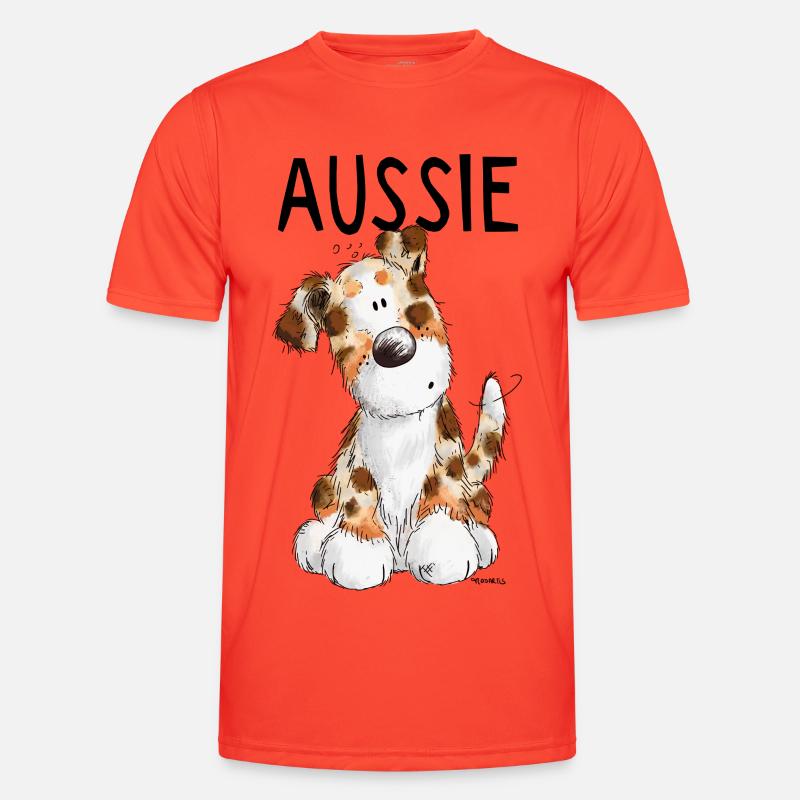 Fröhlicher Aussie - Australian Shepherd - Geschenk - Männer Funktions-T-Shirt - Grenadine