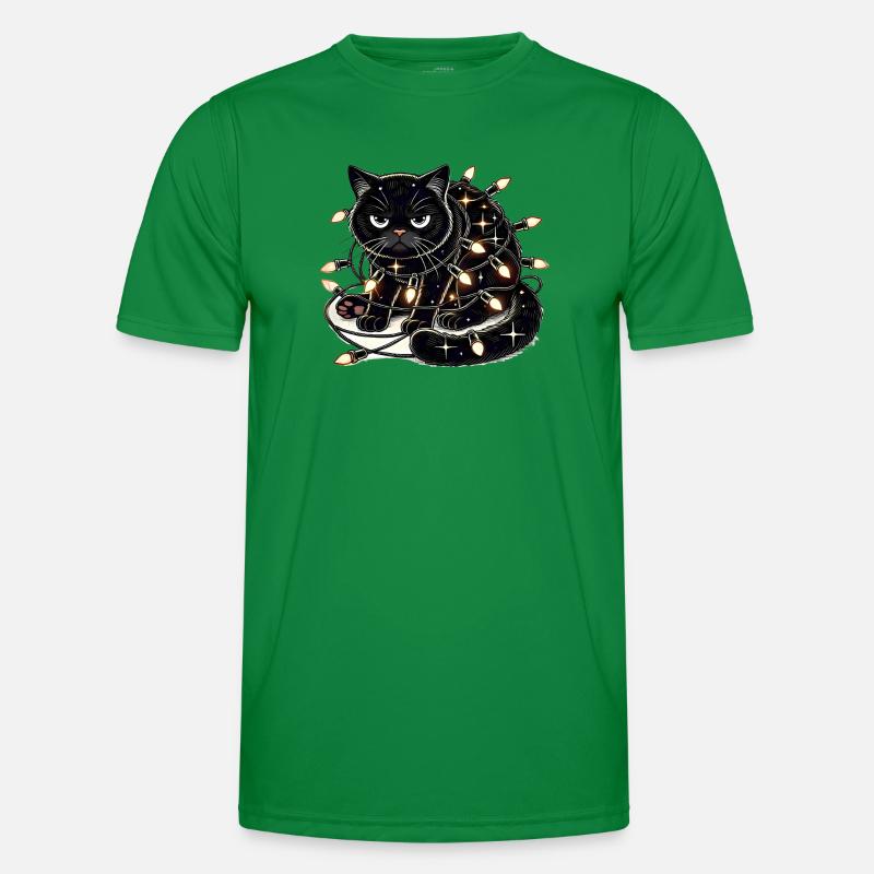 Grumpy Christmas Cat. Meow but please without tinsel Men's Functional T-Shirt