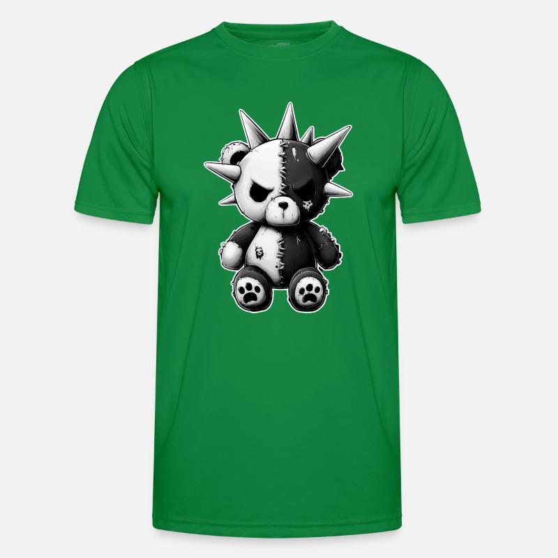 Split Skull Plüschbär Punk Männer Funktions-T-Shirt