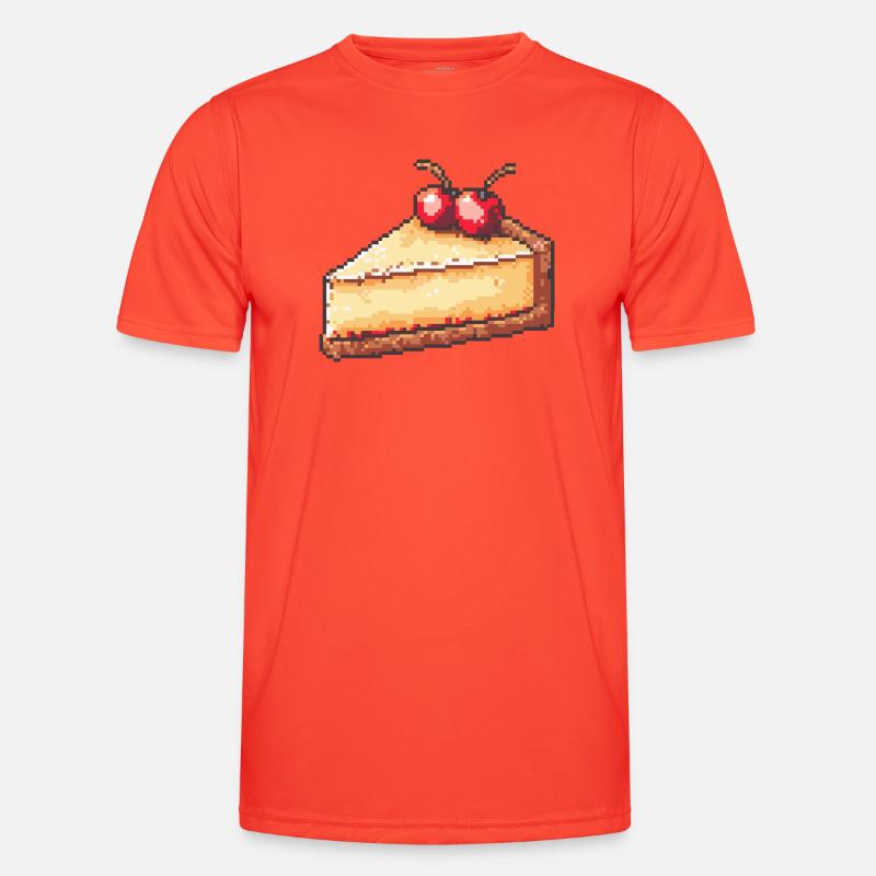 Pixel Cheesecake Cherry Slice Männer Funktions-T-Shirt