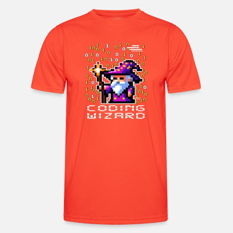 Wizard Pixel Code - Men's Functional T-Shirt - grenadine