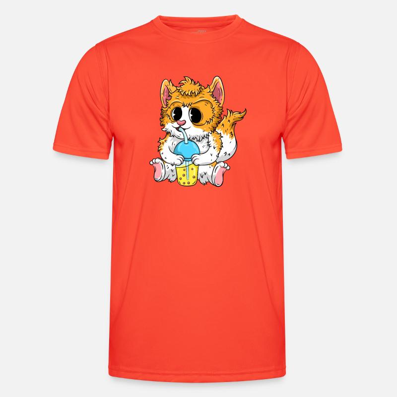 Sød kat med bubble tea - Funktionsshirt til herrer - grenadine