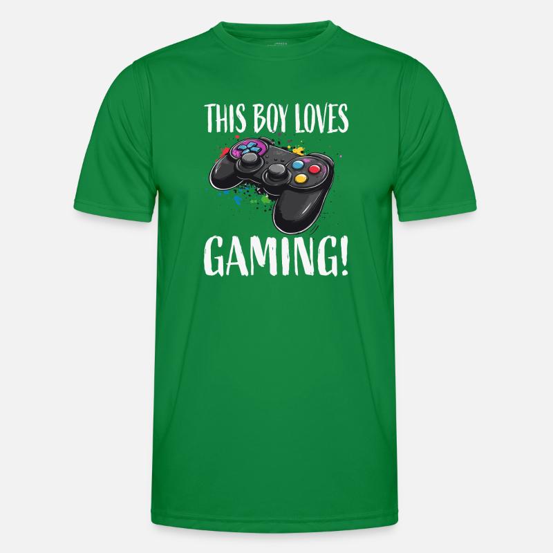 Junge liebt Gaming Controller Männer Funktions-T-Shirt