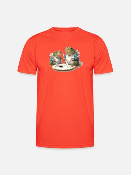 Frosch-Dinner: Fliege am Teller - Männer Funktions-T-Shirt - Grenadine