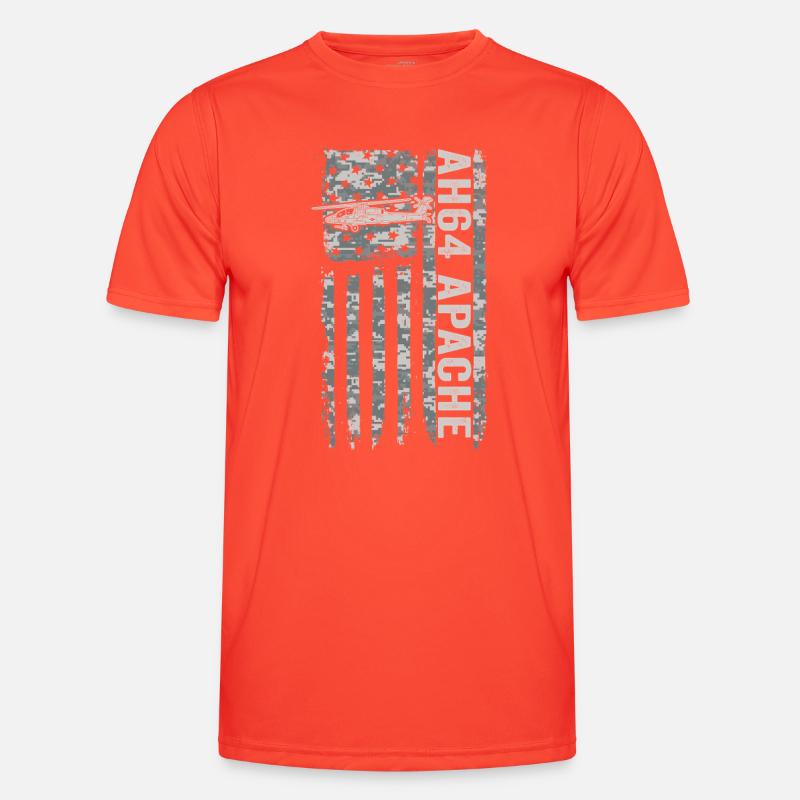 AH-64 Apache helicopter with American flag - Men's Functional T-Shirt - grenadine