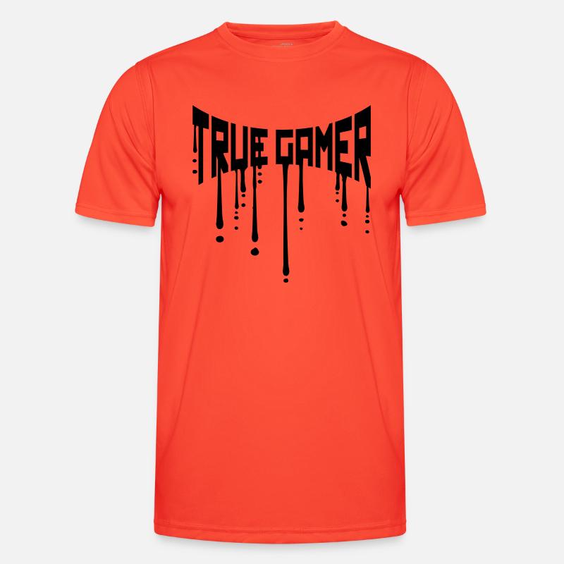 drop true gamer graffiti gamble text logo nerd - Men's Functional T-Shirt - grenadine