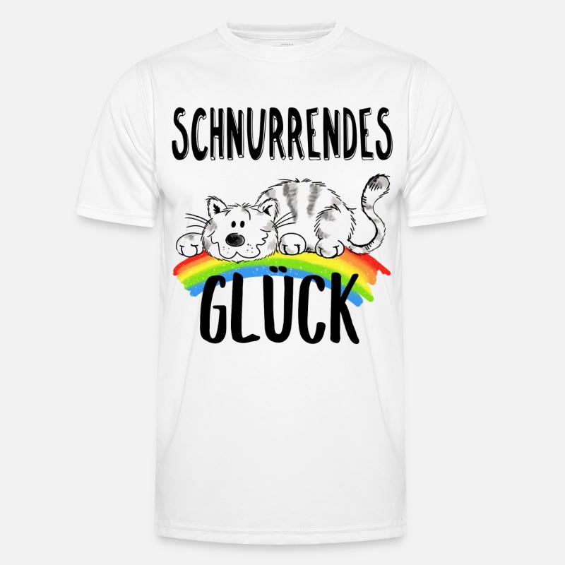 Schnurrendes Glück - Katze - Katzen -Cat -Geschenk - Männer Funktions-T-Shirt - Weiß