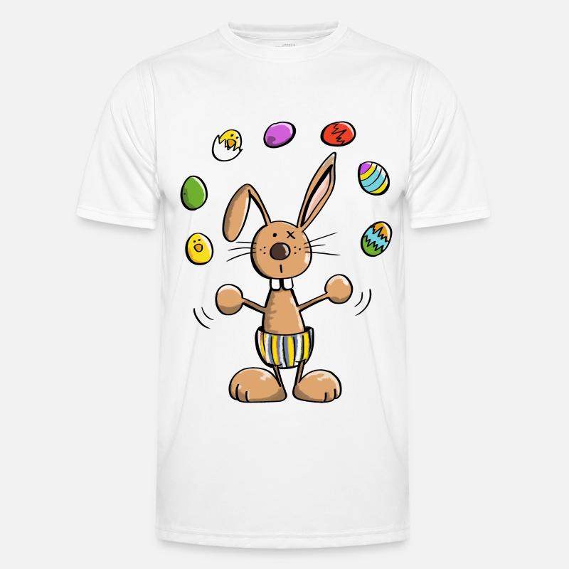Easter bunny juggles colorful easter eggs - easter - Men's Functional T-Shirt - white