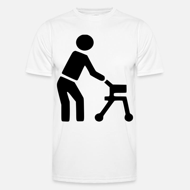 Behinderte Person hinter Rollator # Männer Funktions-T-Shirt