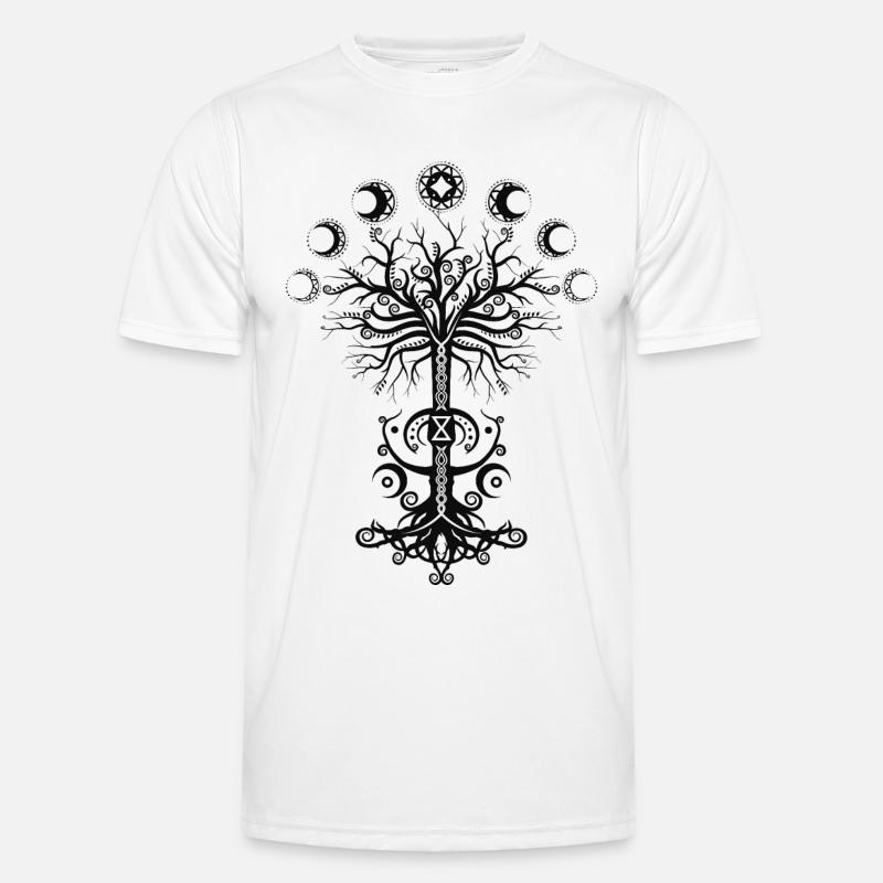 Ygdrassil Moon Phase Lebensbaum Occult Pagan - Männer Funktions-T-Shirt - Weiß