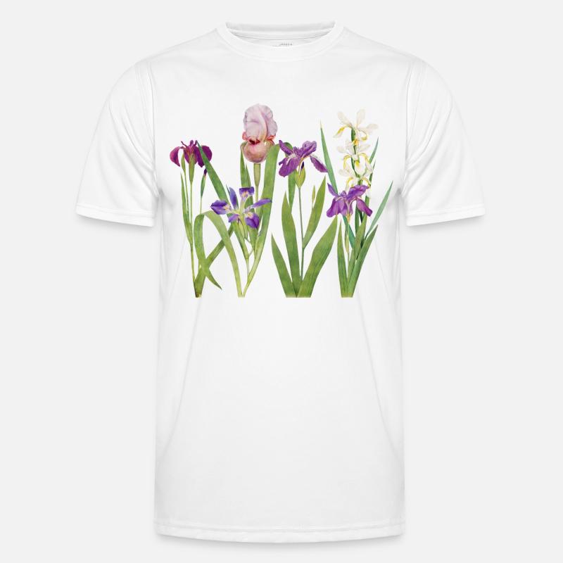 Wilde Iris und Orchidee Botanisches Design Männer Funktions-T-Shirt