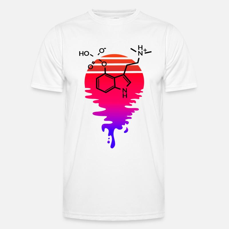Psilocybin Molecule with Retro Sunset - Men's Functional T-Shirt - white