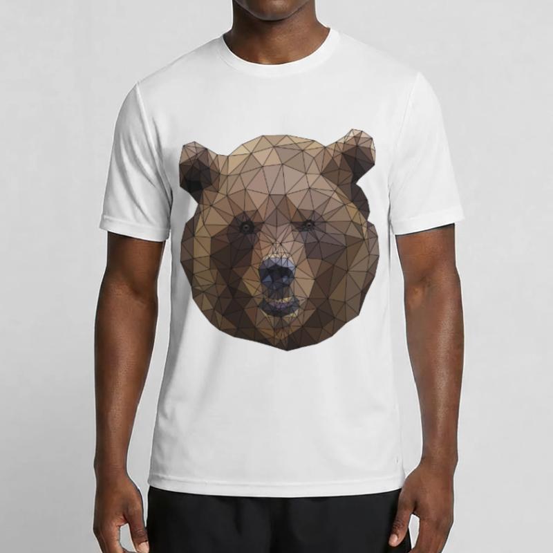 Polygonal Brown Bear Triangular Low Poly Art Men's Functional T-Shirt