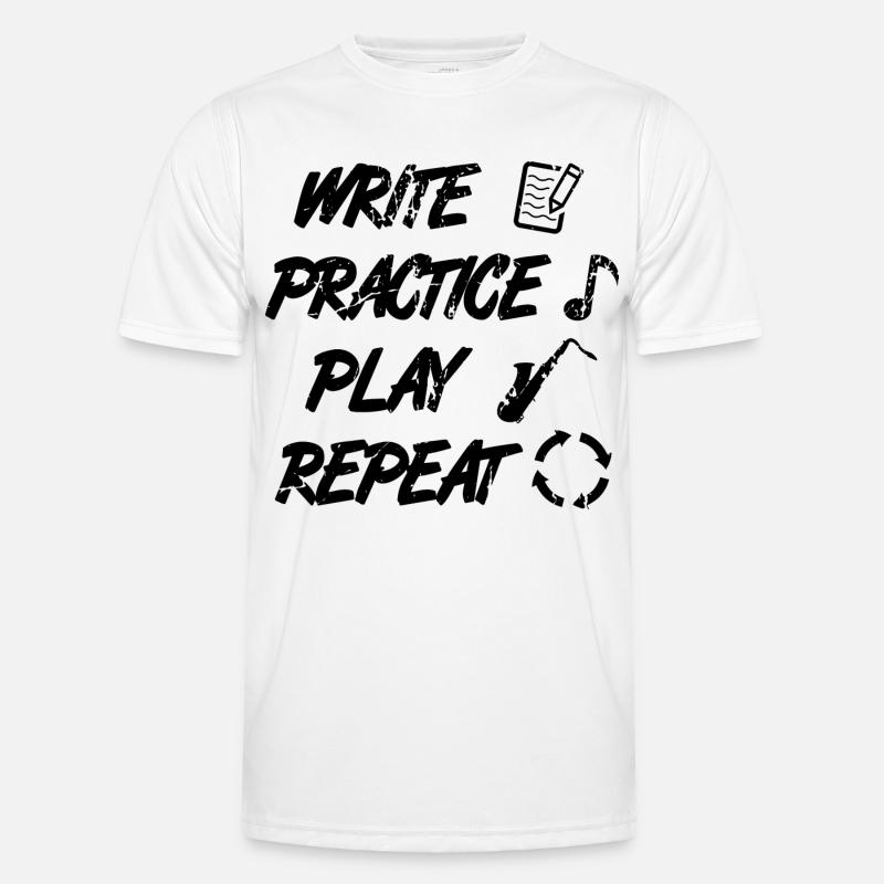 Writing, practicing, playing, repeating - Men's Functional T-Shirt - white