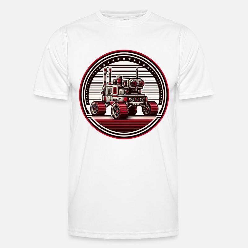 "Himmlischer Entdecker" - Space Rover Abzeichen - Männer Funktions-T-Shirt - Weiß