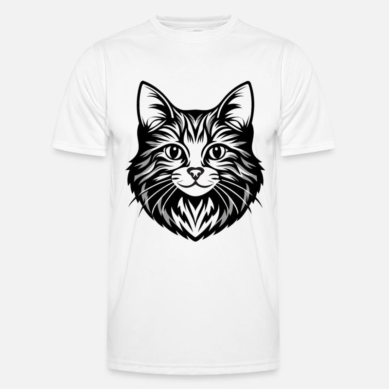 Illustration complexe de visage de chat T-shirt sport Homme