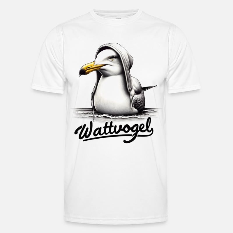 Wattvogel Coole Möwe mit Kapuze - Männer Funktions-T-Shirt - Weiß