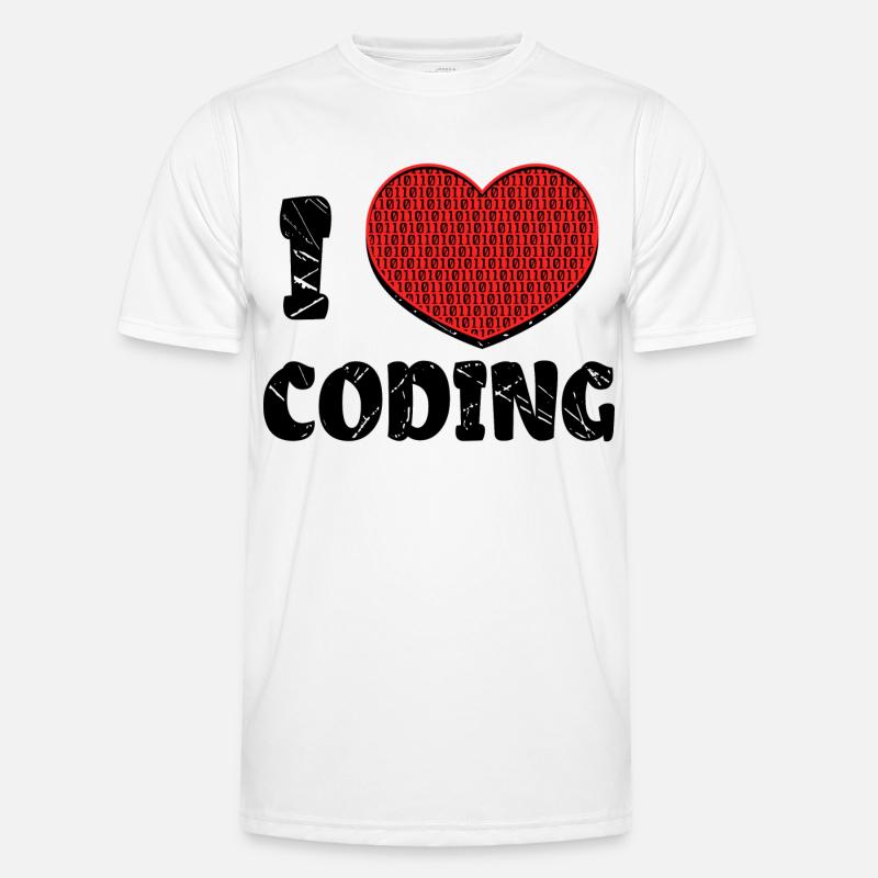 Script de code Debug Heart Statement - T-shirt sport Homme - blanc