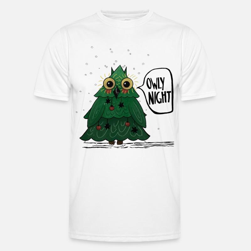 Owly Christmas Night Weihnachtsbaum Eule - Männer Funktions-T-Shirt - Weiß