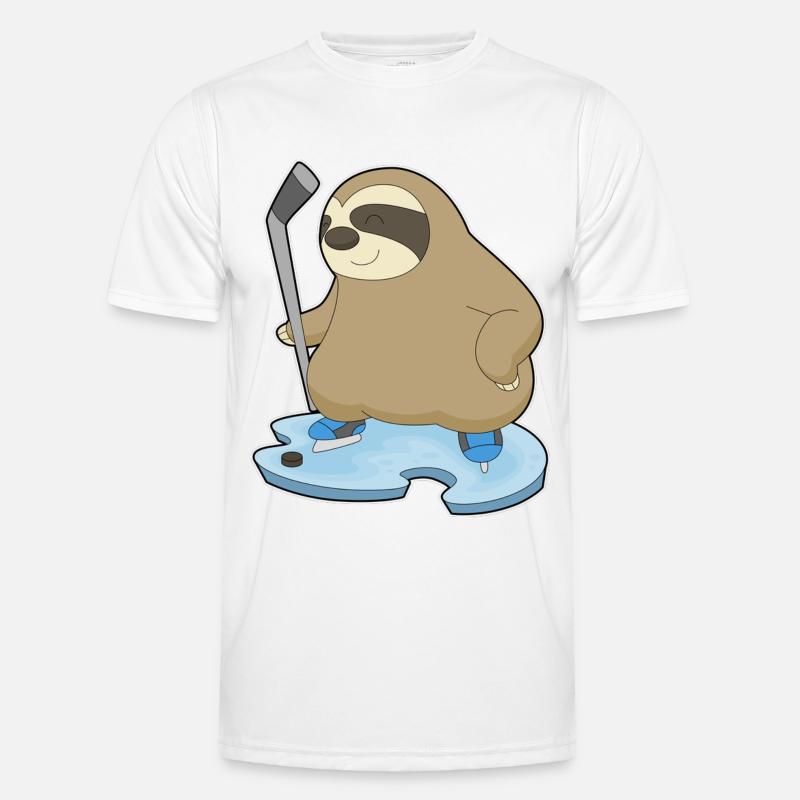 Faultier Eishockey Eishockeyschläger - Männer Funktions-T-Shirt - Weiß