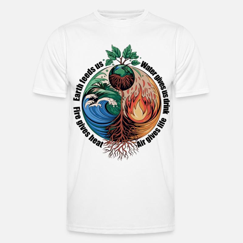 Vier-Elemente-Baum - Erde, Wasser, Feuer, Luft - Männer Funktions-T-Shirt - Weiß