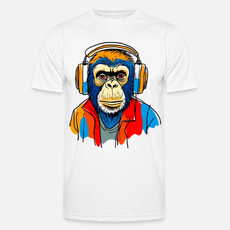 Monkey with headphones - Men's Functional T-Shirt - white