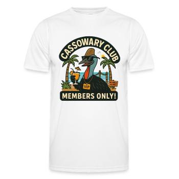 Australia Beach Cassowary Club Members Only  - Men's Functional T-Shirt - white - Front - AI Model Male 178 dark (178cm)