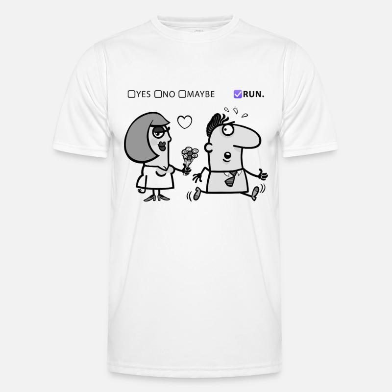 Liebe oder Flucht – Skurriles Humor-Design Männer Funktions-T-Shirt