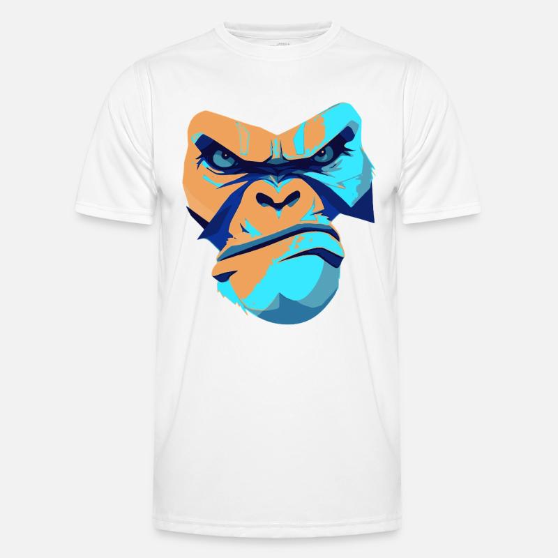 Imprimé imprété Gorille Bleu Devant T-shirt sport Homme