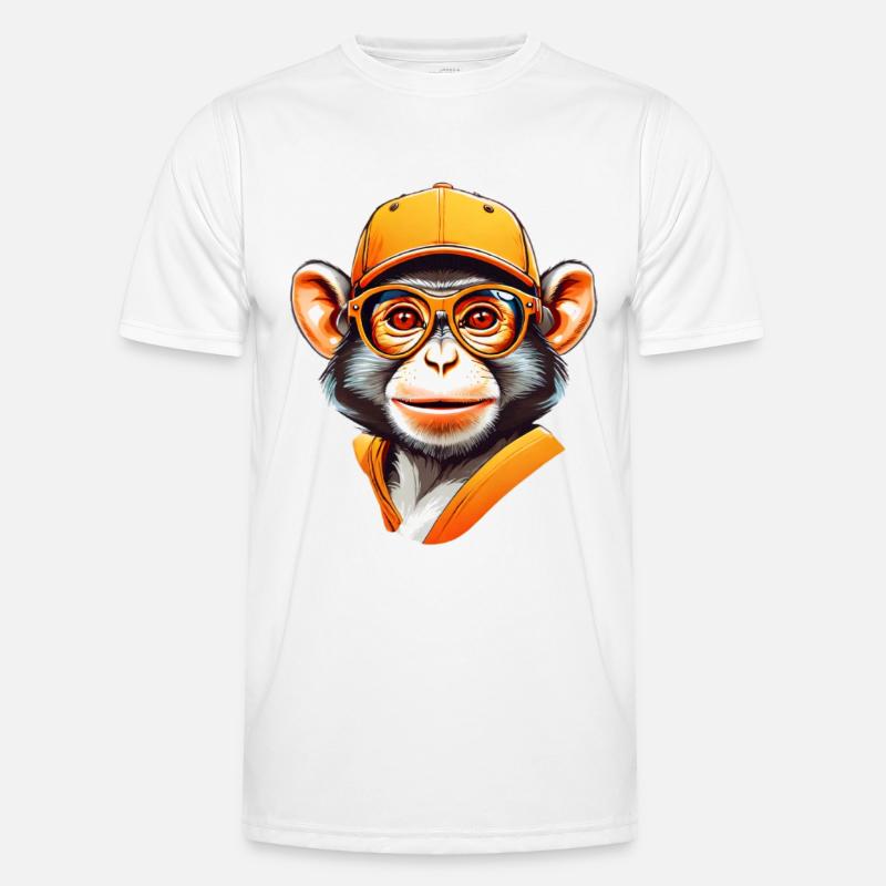 Cool Affe mit Cap und Brille Männer Funktions-T-Shirt