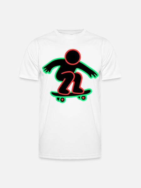 Neon Skateboarder Line Art - Men's Functional T-Shirt - white