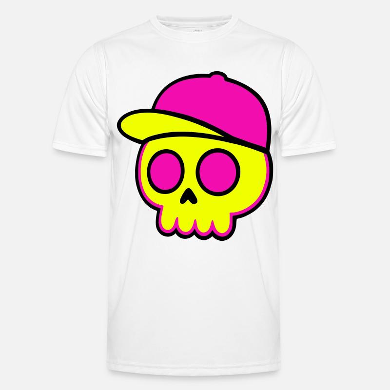 Neon Skull Cap Design Männer Funktions-T-Shirt