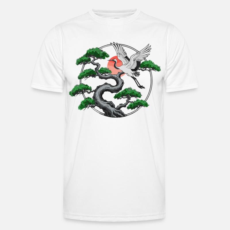 Cranes & Twisted Pine Tree Men's Functional T-Shirt