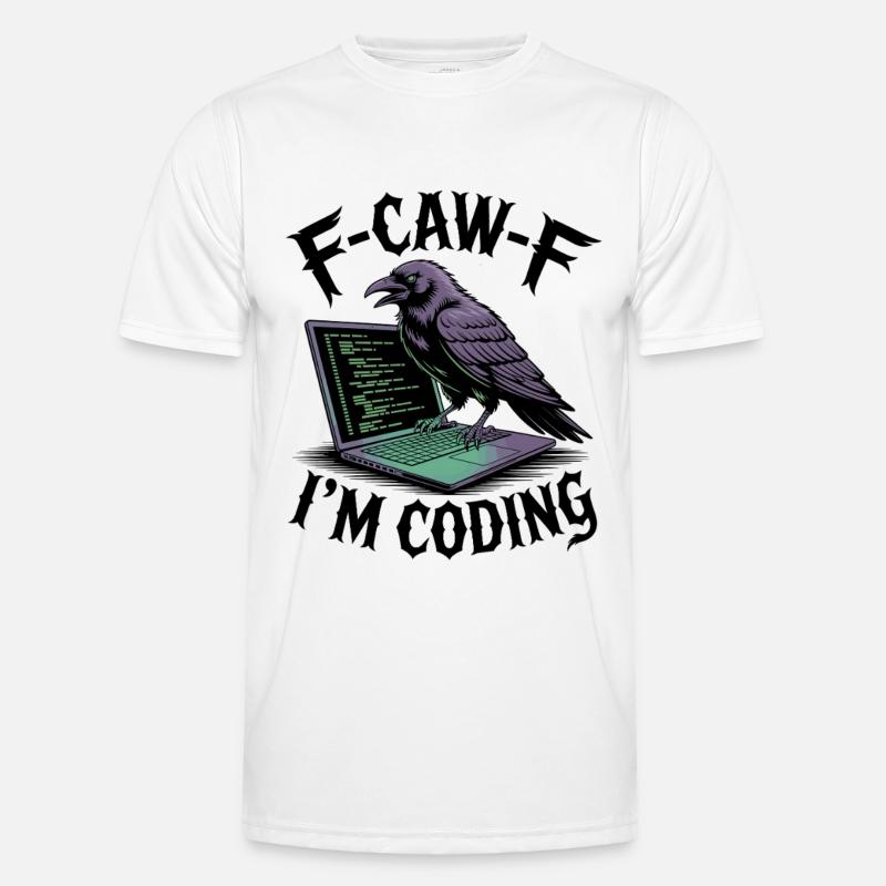 RabenCoder: Code Raven on the laptop - Men's Functional T-Shirt - white