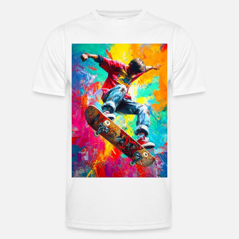 Chromatischer Skateboard Splash Männer Funktions-T-Shirt