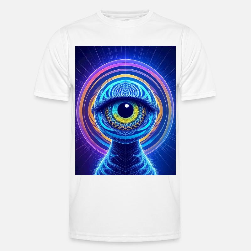 Neon Eye Ring Cosmic Hyperrealism Men's Functional T-Shirt