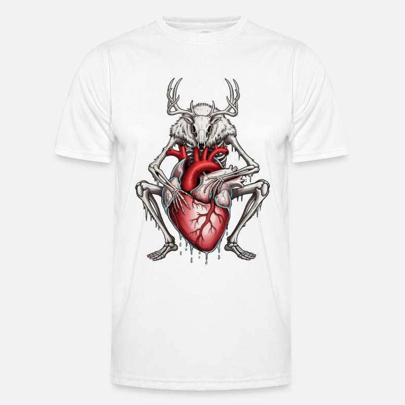 Anatomischer Hirsch mit blutendem Herz - Männer Funktions-T-Shirt - Weiß