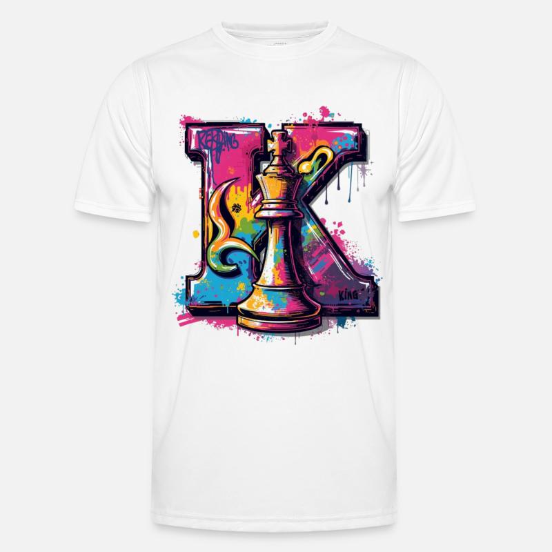 Roi dans Graffiti Oeuvre Echecs T-shirt sport Homme