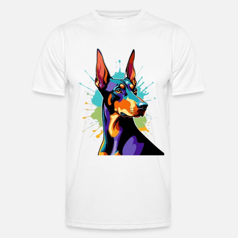 Farbexplosion Dobermann Männer Funktions-T-Shirt