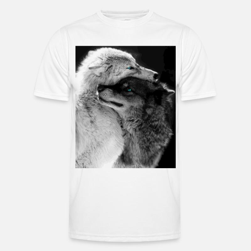 Two Wolves Hugging Blue Eyes Men's Functional T-Shirt