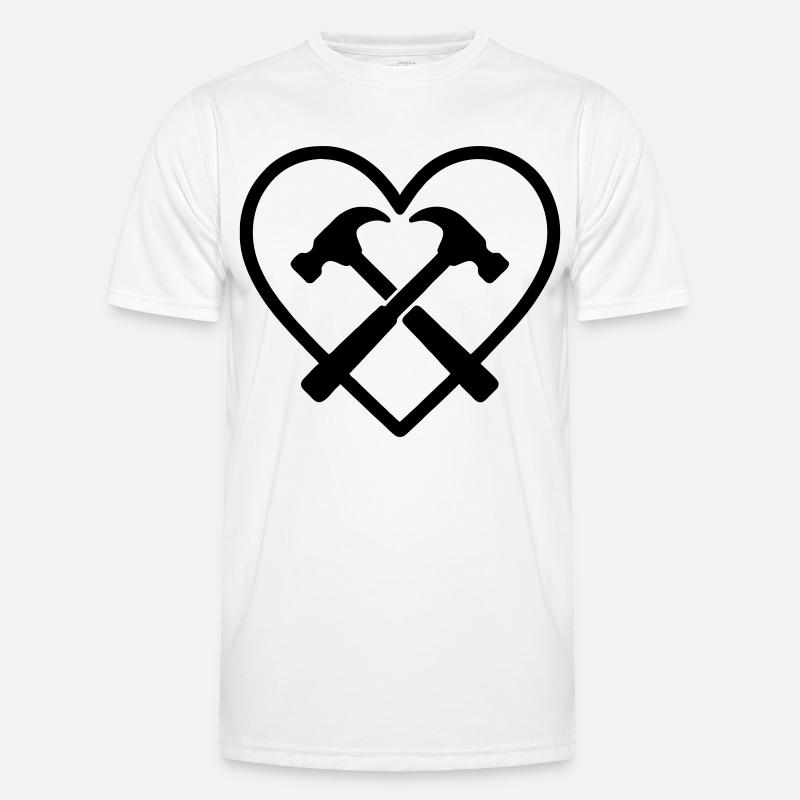 Crossed Hammers Heart Builder Handyman Tools - Men's Functional T-Shirt - white