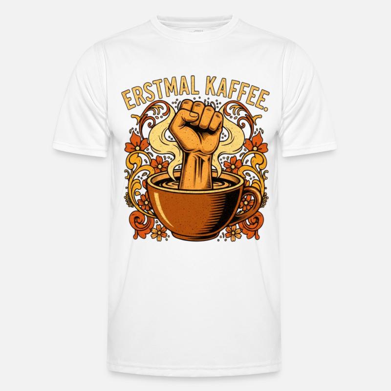 Erstmal Kaffee Faust Statement Männer Funktions-T-Shirt