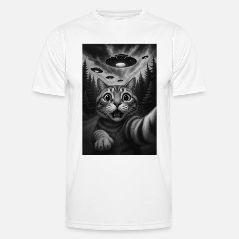 Chat extraterrestre dans la forêt Selfie T-shirt sport Homme