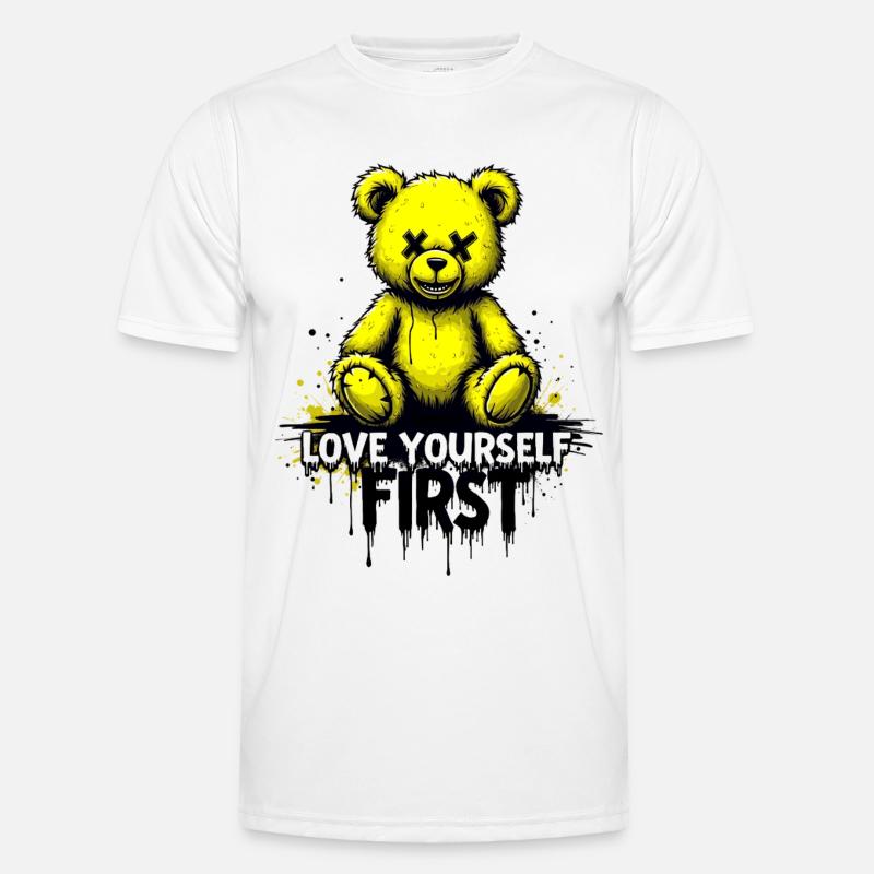 Love Yourself First Teddy Bear Graffiti - Men's Functional T-Shirt - white