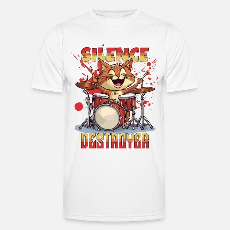 Drums Drums Silence Destroyer Cat Funny - Men's Functional T-Shirt - white