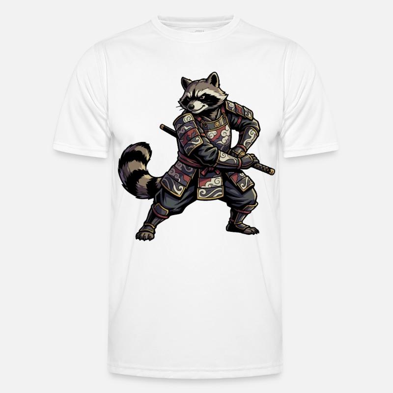 Waschbär Samurai mit Katana Männer Funktions-T-Shirt