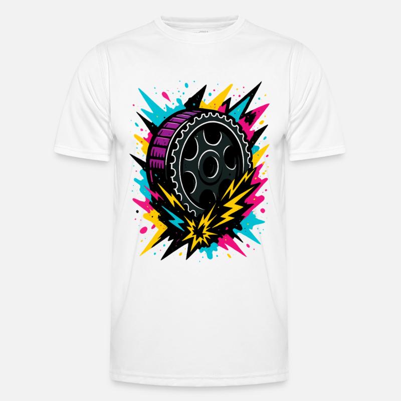 Neon Drift Wheel, Tuning Thunderstorm, Racing Men's Functional T-Shirt